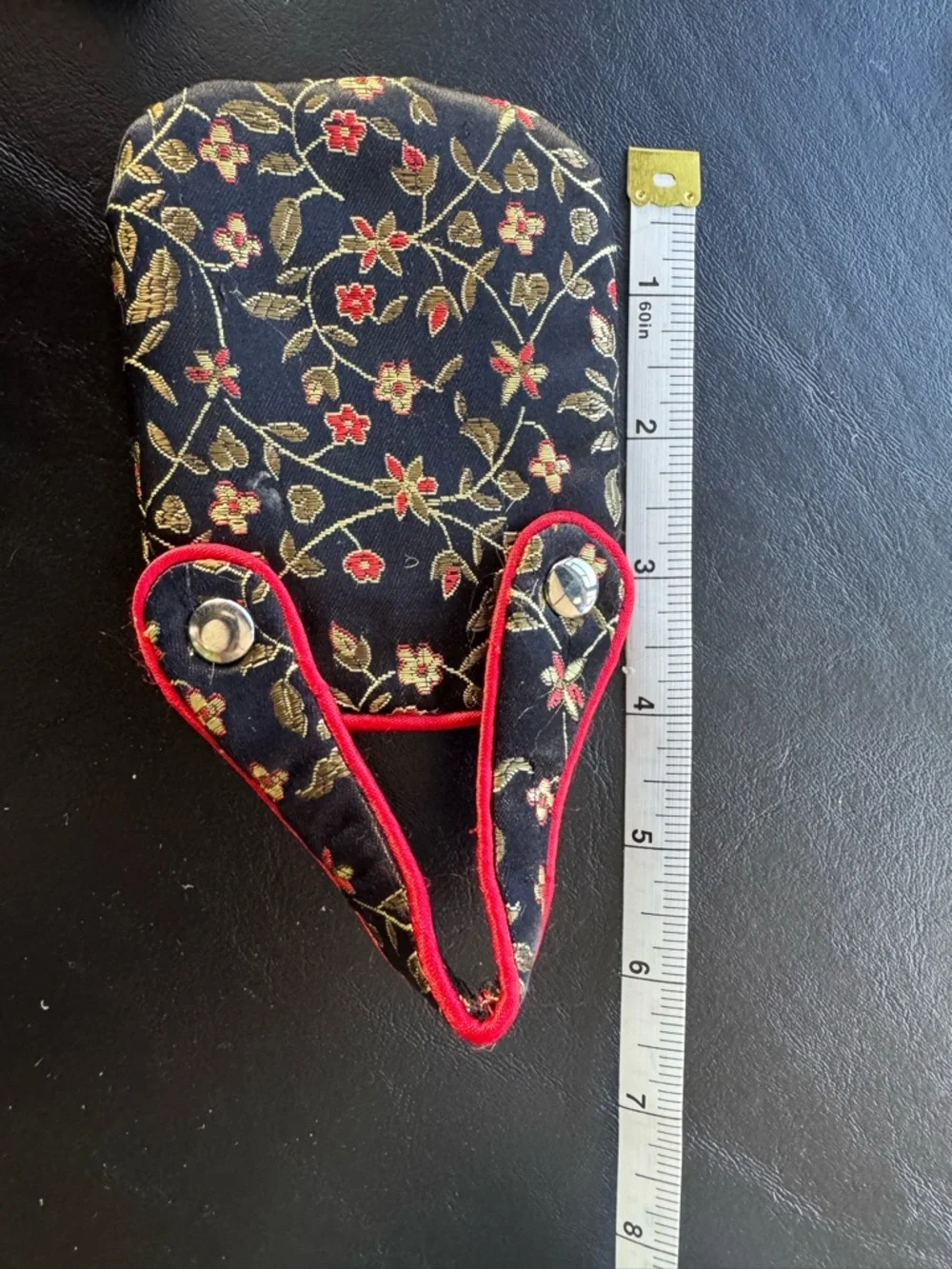 Set of 3 Small Printed Pouches - Black, Yellow, Red Accents